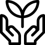 Icon mit 2 Händen und Pflanze in der Mitte